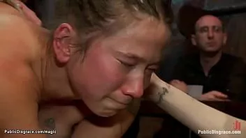 play Shaved bound slave fucked in public