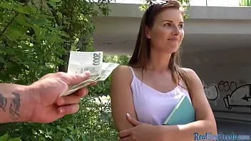 play Pulled skinny european agrees to fuck outdoor