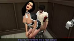 Abspielen Vollbusige Dienstmädchen, die von ihrem Chef nass und geil gefangen wurde - lesbische Begegnung in der Dusche